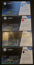 HP toner Set 504A Cyan, Magenta & Yellow & 504X Black All OEM factory Sealed New picture