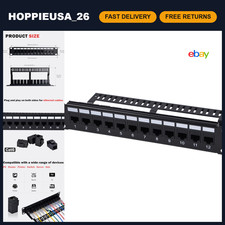 12-Port Cat6 Patch Panel 1U Rack Mount Modular Panel with Keystone Coupler & Cab picture