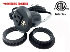 Pwr-Plug Table Desktop Power Grommet Outlet 1 US Plugs  2 USB Ports Charger  picture