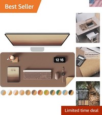 Elegant Waterproof Desk Blotter - Dual-Sided Cork & PU Leather Mat, 31.5