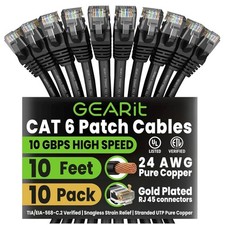 10-Pack Cat6 Ethernet Patch Cable 10ft Black picture