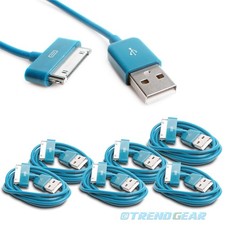 6X 10FT 30PIN USB SYNC DATA POWER CHARGER AQUA BLUE CABLE IPHONE IPOD TOUCH IPAD picture