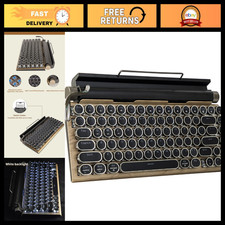 Retro Mechanical Keyboard with LED Backlight, Bluetooth 5.0, 83 Keys, Wood Panel picture