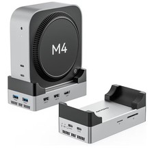 Anyoyo 10Gbps Mac mini M4 Dock Stand NVMe M.2 SSD Dual HDMI 4K@60Hz USB-C USB-A picture