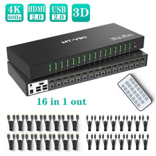 MT-VIKI 16 Port HDMI KVM Switch 4K@60HZ 1U Rack Mount Console w/3.5mm Audio picture
