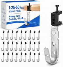 25 Pcs Cable Support J Hook with Beam Clam Swivel Heavy Duty Metal Hangers for J picture