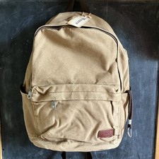Muzee Brown Canvas Backpack Lightweight Travel Daypack Student Rucksack Khaki picture
