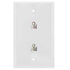 Dual RJ11 Connector Phone Wall Plate 6P4C Jack Telephone Line Wallplate White picture