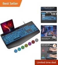 K21 Pro Large Print Waterproof Wired Keyboard with RGB Backlight picture