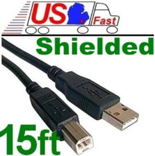 Lot100pack Shielded 15ft / Foot AB Hi-Speed USB 2.0 Black Cable Cord Wire {BLACK picture