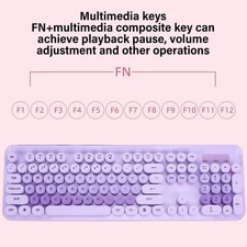 Wireless Cute Keyboard And Mouse 104 Keys Typewriter Style Retro Round Keycaps picture
