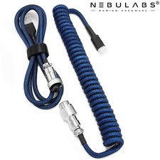 Custom Coiled Aviator GX16 USB-C Mechanical Gaming Keyboard Cable - Dark Blue picture