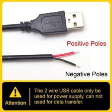 2pcs 0.3M/1FT USB Male to Bare Wire Cable 20AWG 5A USB2.0 2pin DIY Pigtail Cable picture