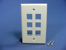 Leviton 41080-6AP Almond 1-Gang 6-Quickport Unbreakable Standard Wallplate Cover picture