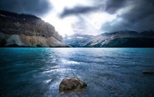 Landscape nature blue lake mountains sun rays clouds Custom Gaming Mat Desk picture