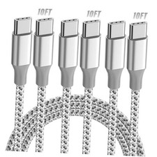 KYEHD USB C Cable，3 Pack 10FT 60W Fast Charging USB C to USB C Grey white picture