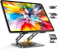 Adjustable Tablet Stand, 360 Rotating Ipad Stand with Heavy-Duty Base, Tablet Ho picture