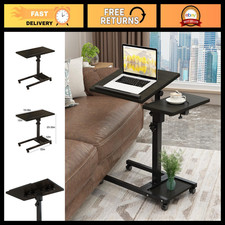 Adjustable Height Laptop Stand - Portable Rolling Desk Cart with Wheels & Mouse picture