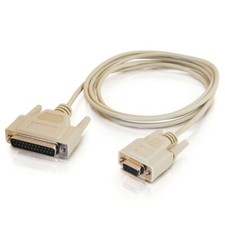 6x C2G DB9F-DB25M (9pin Female to 25 Pin Male) Null Modem Cable - WHITE 6FT NEW picture