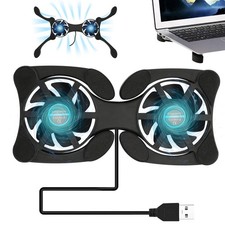 Foldable Low Noise USB Powered 2 Fans Cooling Pad Slim Cooler Laptop Base Stand picture