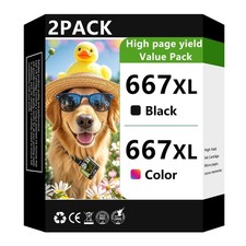 667XL Black and Color Combo Pack Compatible for HP DeskJet Printers (2Pack) picture