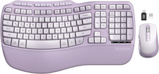 Purple Ergonomic Wireless Keyboard and Mouse Combo,  2.4G Full Size Ergo Wave Ke picture