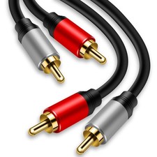 Tan QY 2RCA to 2RCA Cable 3Ft, Gold-Plated 2 RCA Male to 2 RCA Male Stereo Audio picture