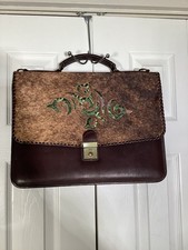 Vintage Dr. Brecka Bags Handmade Leather Briefcase Hair-on Cowhide Portfolio  picture