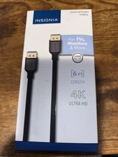 Insignia 6ft Display Port 4K Ultra HD Cable for TVs, Monitors Black New Open Box picture