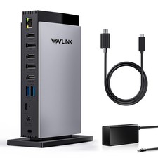 3 Monitors DisplayLink Docking Station 3x 4K Displays USB-C Dock RJ45 Audio/Mic picture