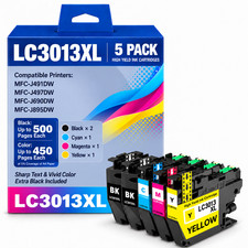 LC3013XL Ink Cartridges 5Pack Compatible for LC3011 MFC-J497DW J690DW J895DW picture
