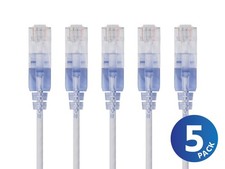 Monoprice Cat6A Ethernet Network Patch Cable - 20 Feet - White | 5-Pack, 10G picture