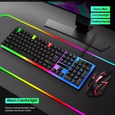 Computer Desktop Gaming Keyboard and Mouse Mechanical Feel Led Light Backlit picture