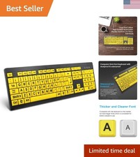 Ergonomic USB Keyboard with High Contrast Large Print - Perfect for Seniors picture