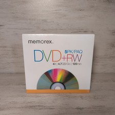 Memorex DVD+RW 5 Pack 4x, 4.7GB, 120 Min - SEALED picture