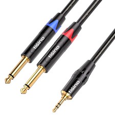 Tisino 1/8 to 1/4 Stereo Cable, Inch TRS Dual 3.3 feet, Black picture