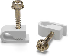 50/100PCS Single Cable Clips with Screws - 1/4 Inch Coaxial Cable Clamps Outdoor picture