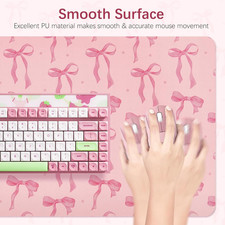 Pink Desk Mat, Large Mouse Pad Pink Bow Keyboard Mat Computer Pad, Cute Girly... picture