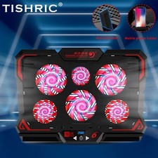 TISHRIC Laptop Cooling Pad 6 Fan RGB LED Stand 2 USB Ports TSR768 picture