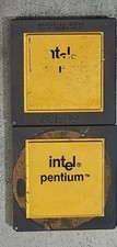 Lot of 2 Intel Pentium 60 MHz Gold Top Ceramic CPUs Socket 4 (A80501-60) picture