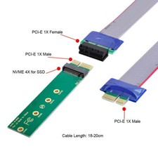 NGFF M-key NVME AHCI SSD to PCI-E 3.0 1x x1 Vertical Adapter with Cable PCIE 1X picture