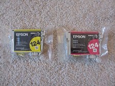🔥 2-PACK GENUINE EPSON DURA Brite ULTRA 124 Magenta Yellow Ink Tank T1243 T1244 picture