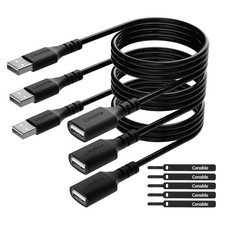 3 Pack USB Extension Cable 2 FT, Short 2.0 Type A 2FT (3 Pack), Black picture