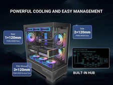V43 Mid-Tower PC Case, 6 x 120mm PWM ARGB Fans, 4mm Tempered Glass, USB3.1 SAMA picture