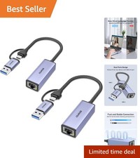Reliable 2 Pack USB to Ethernet Adapter - 1000 Mbps for Diverse Devices picture