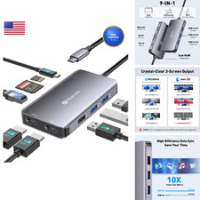 Reborn Laptop Docking Station Dual Monitor 9-In-1 Usb C Hub Dual Monitor 4K picture