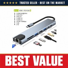 USB C Hub 8-in-1 Type-C to 4K HDMI RJ45 SD/TF Card Reader PD Fast Charge picture