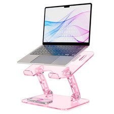 Pink Foldable Clear Portable Acrylic Ergonomic Adjustable Laptop Stand 1017.3 picture
