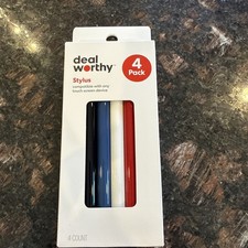 Deal Worthy Stylus Set - Black, Red, Blue, White 4 Pack New in Box picture