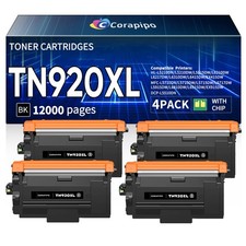 ** NEW Brother Toner | TN920XL / TN-920 | Black | w/ Chips | Compatible | 4-Pack picture